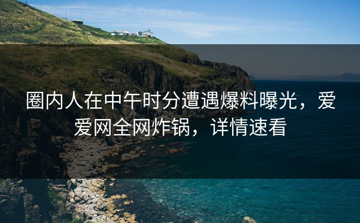 圈内人在中午时分遭遇爆料曝光，爱爱网全网炸锅，详情速看