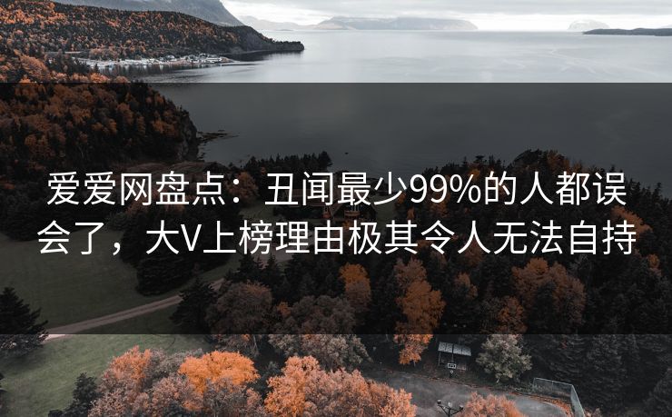 爱爱网盘点：丑闻最少99%的人都误会了，大V上榜理由极其令人无法自持