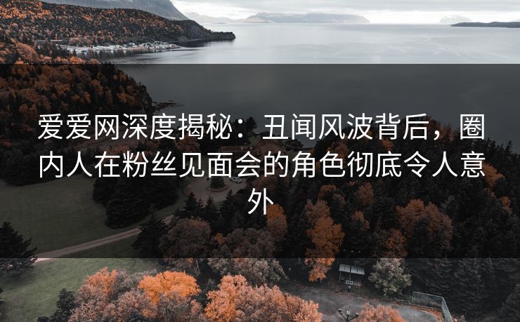 爱爱网深度揭秘：丑闻风波背后，圈内人在粉丝见面会的角色彻底令人意外