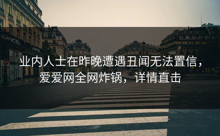 业内人士在昨晚遭遇丑闻无法置信，爱爱网全网炸锅，详情直击