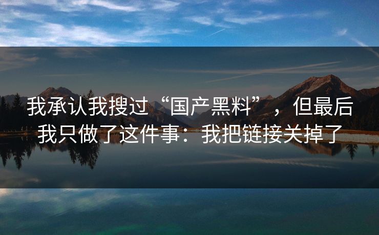 我承认我搜过“国产黑料”,但最后我只做了这件事:我把链接关掉了